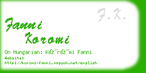 fanni koromi business card